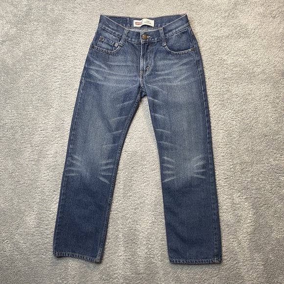 Levis 514 Straight Regular Fit Jeans Size 12 Medium Wash Blue Denim School - Picture 1 of 13